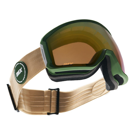 Gogle snowboardowe IMX PEAK GREEN MATT/SAND SZYBA PODWÓJNA GOLD IRRIDIUM + BROWN zielony beżowy
