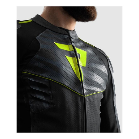 Kurtka skórzana REBELHORN VANDAL 2 BLACK/GREY/FLUO YELLOW czarny szary żółty fluo
