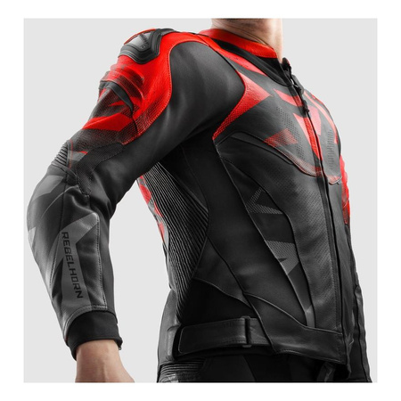 Kurtka skórzana REBELHORN INFERNO BLACK/FLUO RED czarny czerwony fluo