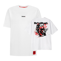 Koszulka z motorem T-shirt REBELRUSH REBEL OVERSIZE WHITE biały
