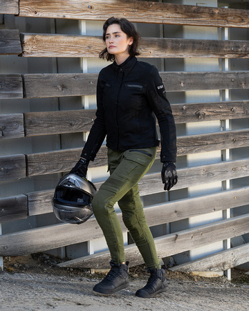 Jeansy motocyklowe damskie SHIMA GIRO 3.0 LADY KHAKI zielony