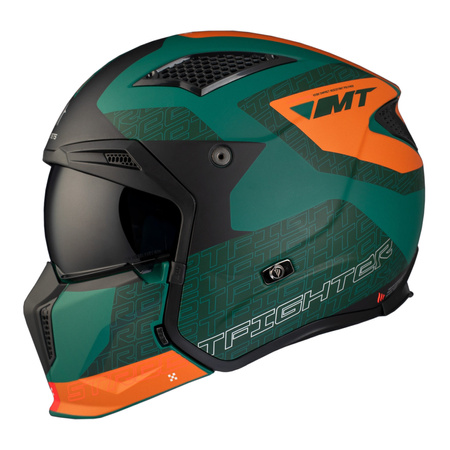 Kask otwarty MT STREETFIGHTER SV S TOTEM C6 MATT zielony pomarańczowy