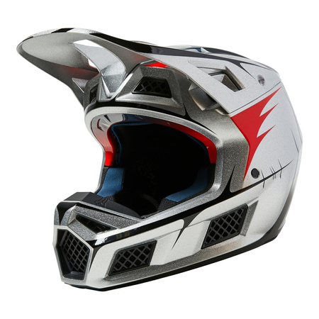 Kask cross FOX V3 SKARZ LE MULTI biały srebrny czerwony