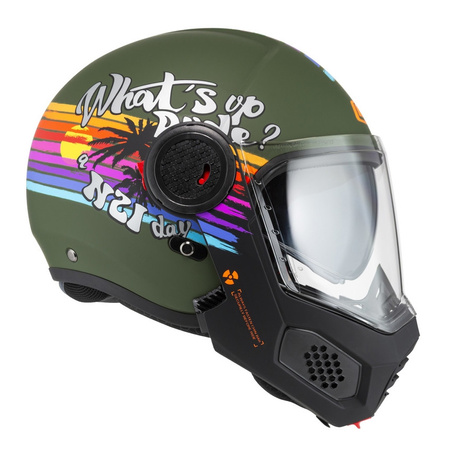 Kask szczękowy NZI MINIMOD RAINBOW GREEN BLACK SILVER MATT zielony czarny srebrny