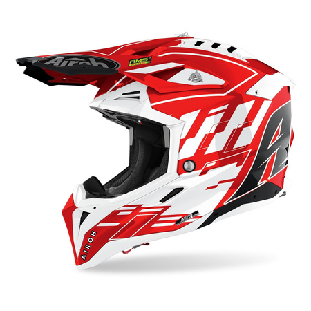 Kask cross Airoh AVIATOR 3 RAMPAGE RED GLOSS czerwony biały czarny