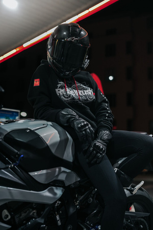 Bluza z motorem REBELRUSH NIGHTGLOW BLUEPRINT czarny