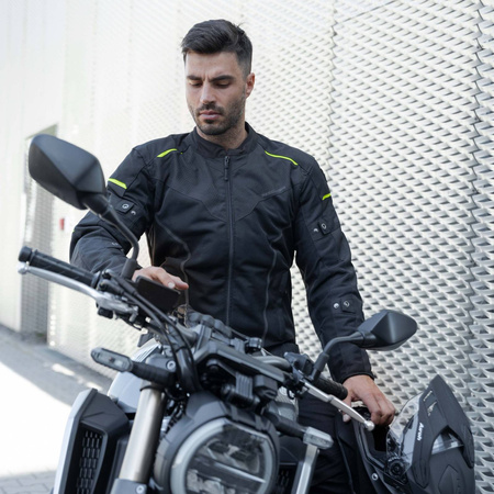 Kurtka motocyklowa tekstylna Rebelhorn Hiflow IV czarno-żółty fluo