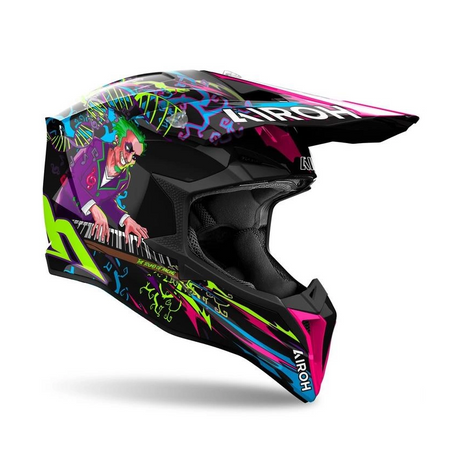 Kask cross AIROH WRAAAP MUSIC GLOSS zielony fioletowy różowy czarny