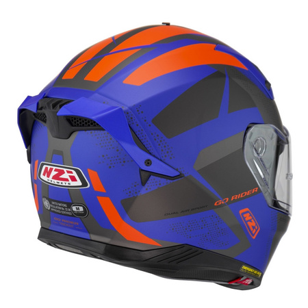 Kask integralny NZI GO RIDER STREAM DUO TRIDENT BLUE ANTRACITE ORANGE MATT pomarańczowy niebieski szary