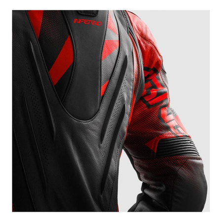 Kurtka skórzana REBELHORN INFERNO BLACK/FLUO RED czarny czerwony fluo