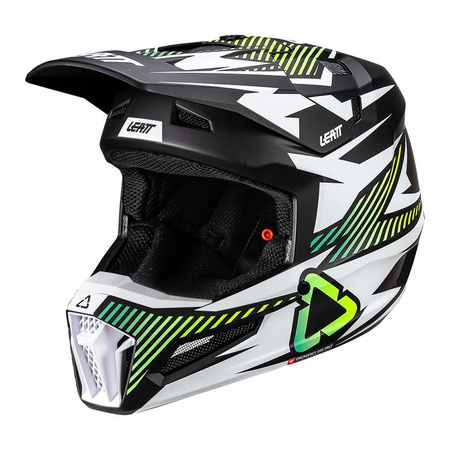 Kask cross z goglami LEATT KIT MOTO 3.5 STORM TEAL biały czarny żółty fluo