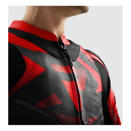 Kurtka skórzana REBELHORN INFERNO BLACK/FLUO RED czarny czerwony fluo