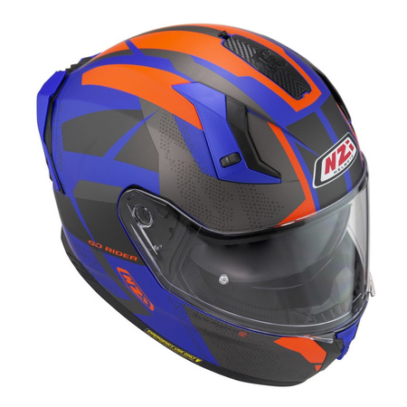 Kask integralny NZI GO RIDER STREAM DUO TRIDENT BLUE ANTRACITE ORANGE MATT pomarańczowy niebieski szary