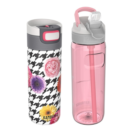 Zestaw Kubek Kambukka ETNA Floral Patchwork 500ml i butelka na wodę Lagoon 750ml - Rose Lemonade
