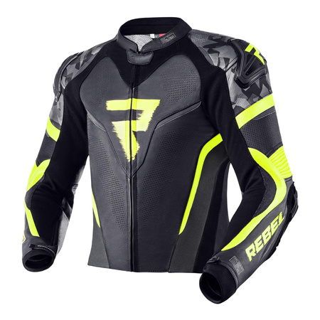 Kombinezon dwuczęściowy REBELHORN REBEL BLACK/FLO YELLOW czarny żółty fluo szary