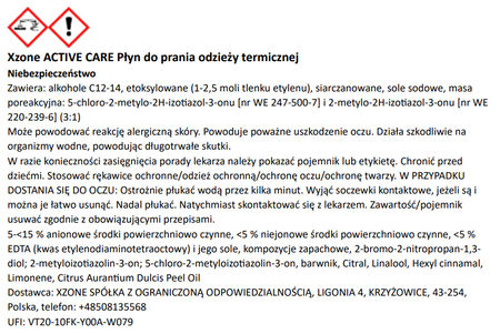 Płyn do prania odzieży termoaktywnej XZONE ACTIVE CARE 40ml
