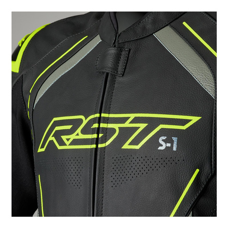 Kurtka skórzana RST S1 CE BLACK/GREY/FLO YELLOW czarny szary żółty fluo