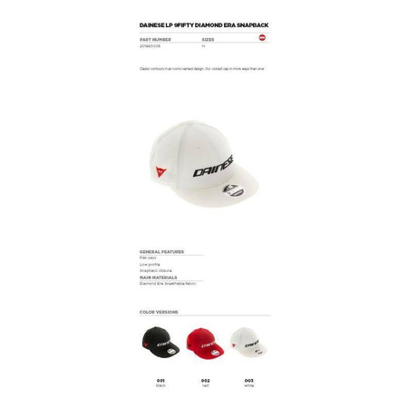 Czapka z daszkiem DAINESE LP 9FIFTY DIAMOND ERA SNAPBACK RED czerwony