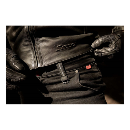 Jeansy motocyklowe SECA SQUARE II SHORT BLACK czarny