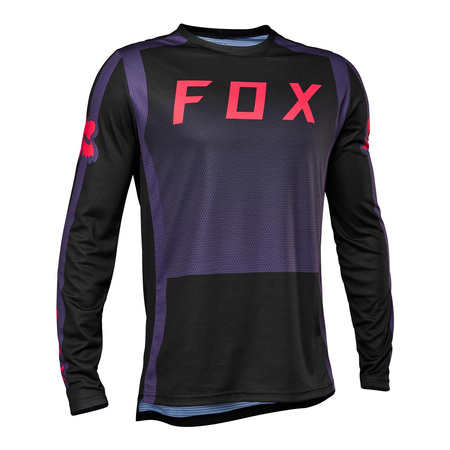Koszulka rowerowa dziecięca FOX JUNIOR DEFEND Z DŁUGIM RĘKAWEM RACE CAPSULE SANGRIA czarny fioletowy czerwony fluo