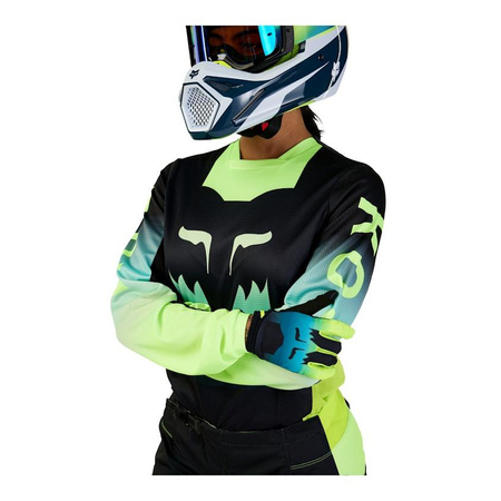 Bluza cross damska FOX LADY 180 FLORA BLACK/YELLOW czarny żółty fluo niebieski