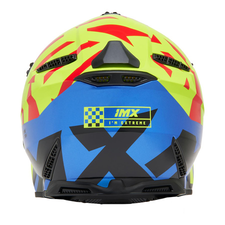 Kask cross IMX FMX-02 GRAPHIC BLACK/FLUO YELLOW/BLUE/FLUO RED żółty fluo czerwony fluo niebieski czarny