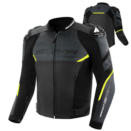 Kurtka skórzana SHIMA BANDIT 2.0 FLUO czarny biały żółty fluo