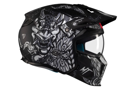 Kask otwarty z wpinaną szczęką MT STREETFIGHTER SV S HELLISH MATT BLACK/GREY czarny szary