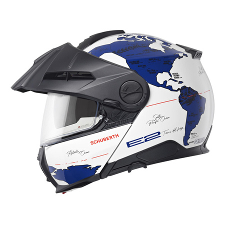 Kask szczękowy SCHUBERTH E2 ECE ATLAS BLUE biały niebieski czerwony
