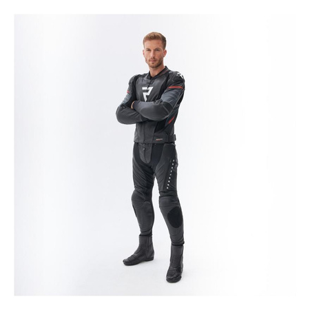 Kurtka skórzana REBELHORN VELOCE BLACK/GREY/FLUO RED czarny szary czerwony fluo