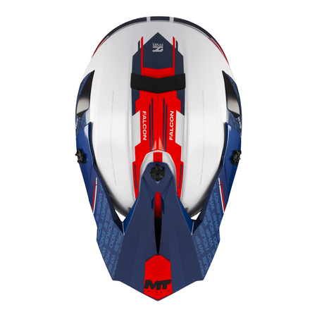 Kask cross MT FALCON S RULER A15 GLOSS biały niebieski czerwony
