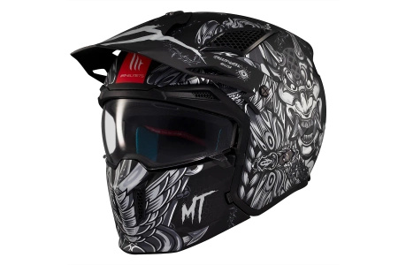Kask otwarty z wpinaną szczęką MT STREETFIGHTER SV S HELLISH MATT BLACK/GREY czarny szary