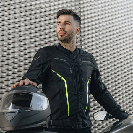 Kurtka tekstylna OZONE DELTA IV BLACK/FLO YELLOW czarny żółty fluo