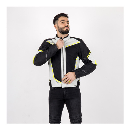 Kurtka tekstylna OZONE JET II ICE/BLACK/FLUO YELLOW szary żółty fluo czarny