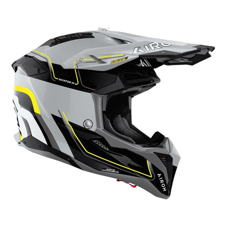 Kask cross AIROH AVIATOR 3 LEADER YELLOW GLOSS szary czarny żółty