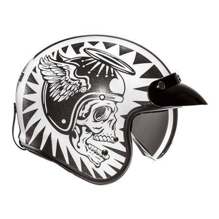 Kask otwarty HJC V31 FLAME WHITE/BLACK biały czarny