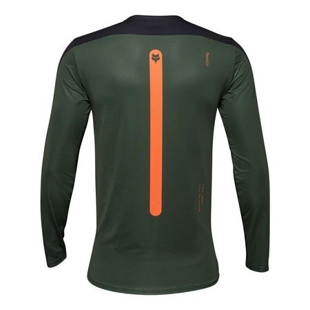 Koszulka rowerowa FOX FLEXAIR Z DŁUGIM RĘKAWEM AVIATION DARK SAGE czarny pomarańczowy