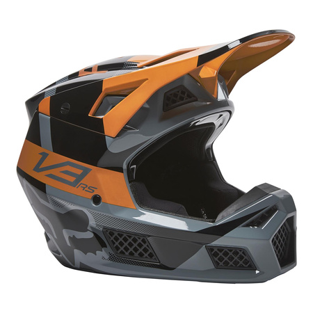 Kask cross FOX V3 RS RIET BLACK/GOLD szary czarny złoty