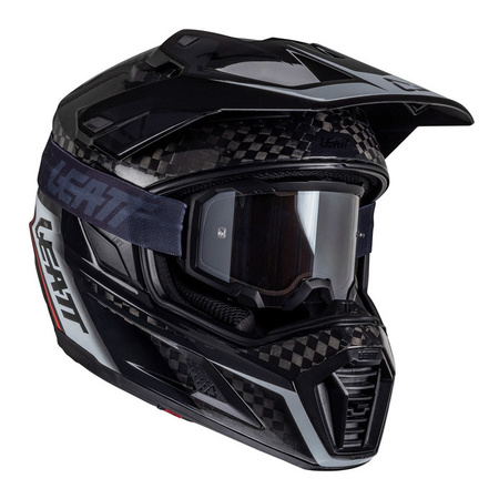 Kask cross z goglami LEATT KIT ADV 9.5 V25 CARBON czarny biały