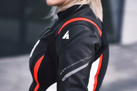 Kurtka skórzana damska SHIMA MIURA 2.0 RED FLUO czarny biały czerwony fluo