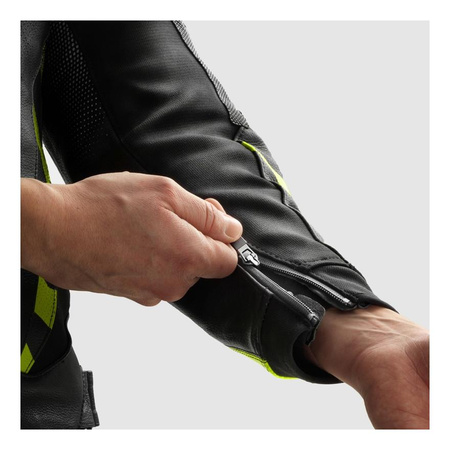 Kurtka skórzana REBELHORN INFERNO BLACK/WHITE/FLUO YELLOW czarny biały