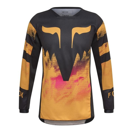 Bluza cross dziecięca FOX JUNIOR 180 KAIROS TANGERINE czarny żółty