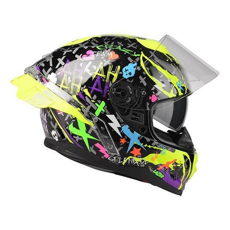 Kask integralny LAZER RAFALE SR CRAZY BLACK/MULTI czarny żółty fluo fioletowy czerwony niebieski zielony