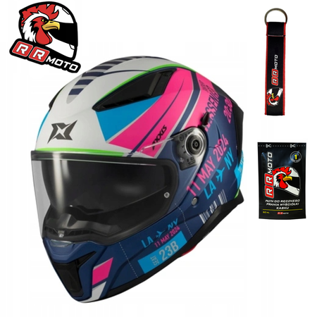 Kask integralny AXXIS PANTHER SV PASSENGER C8 MATT niebieski różowy zielony szary