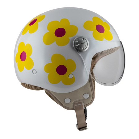 Kask otwarty NZI PASARELA MARGARITAS NARANJA Y ROSA biały czerwony żółty