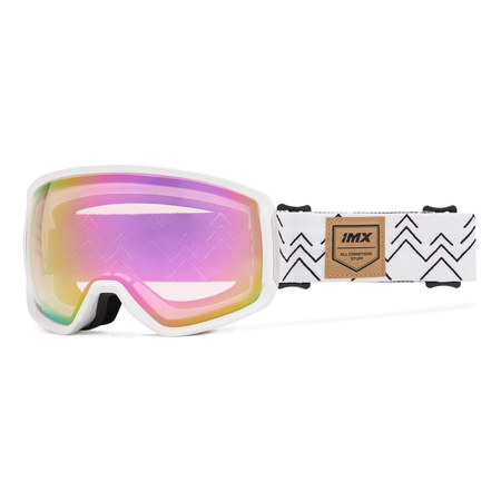 Gogle snowboardowe IMX PEAK WHITE MATT/GRAPHIC WHITE SZYBA PODWÓJNA PINK IRRIDIUM + PINK biały