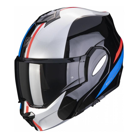 Kask szczękowy SCORPION EXO-TECH FORZA BLACK/SILVER/RED czarny biały czerwony niebieski