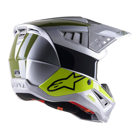 Kask cross ALPINESTARS S-M5 BOND SILVER/YELLOW FLUO/MILITARY GREEN srebrny żółty fluo czarny