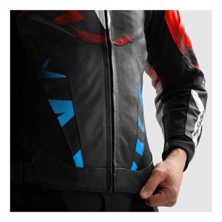 Kurtka skórzana REBELHORN INFERNO BLACK/BLUE/WHITE/RED czarny niebieski biały czerwony