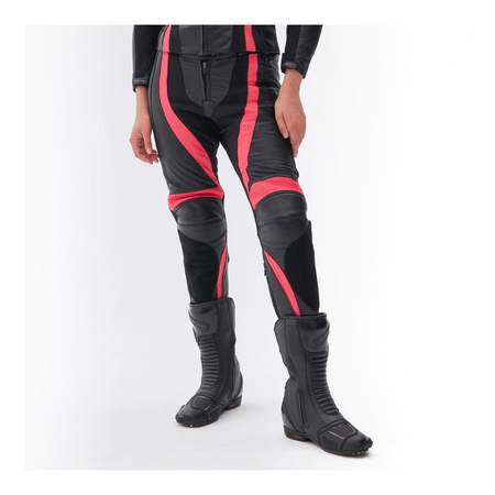 Spodnie skórzane damskie REBELHORN REBEL LADY PINK/BLACK różowy czarny